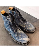 Louis Vuitton Washed Denim High-Top Sneakers Blue 2019