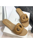 Dior Calfskin D-CLUB Mule Flat Sandals Brown 2020
