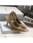 Dior J'Adior High Heel Slingback Pumps 95mm in Gold Crystal Suede 2020