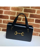 Gucci Horsebit 1955 Leather Small Top Handle Bag 627323 Black 2020