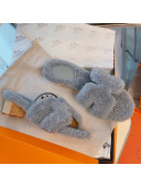 Hermes Oran Wool Classic H Heel Slide Sandals Storm Grey 2021