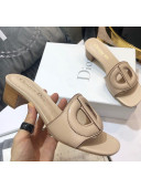 Dior Calfskin D-CLUB Mule Sandals With 4.5cm Heel Beige 2020