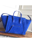 Celine Luggage Phantom Bag In Suede Leather Royal Blue