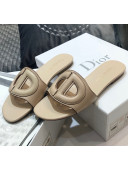 Dior Calfskin D-CLUB Mule Flat Sandals Beige 2020
