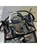 Balenciaga Classic City Medium Bag in Shiny Crocodile Embossed Leather Black 2021