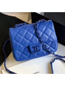 Chanel Grained Calfskin & Lacquered Metal Flap Bag AS1784 Blue 2020