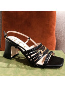 Gucci Leather Strap Heel Sandal with Horsebit ‎645404 Black 2021