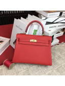 Hermes Kelly 25cm Original Togo Leather Bag Bright Red