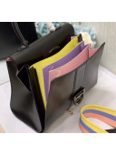 Delvaux Brillant MM Mirage Top Handle Bag in Box Calf Leather With Multicolor Inside Black 2020