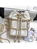 Chanel Chain Small Drawstring Bucket Bag AS2313 White 2020