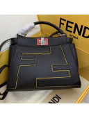 Fendi Oversize Raised FF Peekaboo Mini Top handle Bag Black 2019
