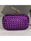 Bottega Veneta Small Silk Woven Knot Clutch with Snakeskin Trim Purple