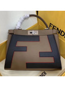 Fendi Peekaboo Medium Oversize Raised FF Top handle Bag Coffee 2019