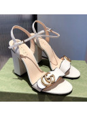 Gucci Leather GG Strap High-heel Sandals White/Gold 2021