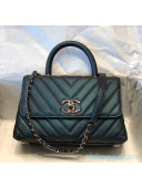 Chanel Chevron Small Flap Bag with Top Handle in Grained Calfskin A92990/A07147 Greeen 2020(Top Quality)