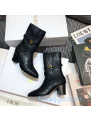 Dior Empreinte Heeled Short Boots with CD Strap in Black Soft Calfskin 2020