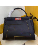 Fendi Peekaboo Medium Oversize Raised FF Top handle Bag Black 2019