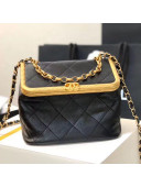 Chanel Quilted Lambskin Kiss-Lock Bag AS1886 Black/Gold 2020