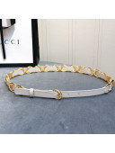 Gucci Chain Leater Belt 15mm with Round Buckle White 2020