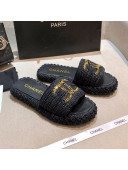 Chanel Cord Slide Sandal Mules G36923 Black 2020