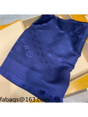 Louis Vuitton Monogram Silk and Wool Sqaure Scarf 140x140cm Navy Blue 2021 21100704