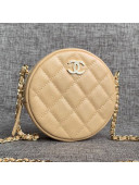 Chanel Iridescent Round Classic Clutch with Chain AP0366 Beige 2019