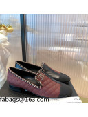 Chanel Chain Leather & Grosgrain Asymmetric Loafers Black/Burgundy 2021 02