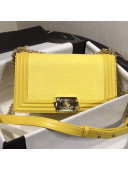 Chanel Lizard Embossed Leather Medium Classic Leboy Flap Bag Yellow 2019