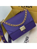 Fendi Kan U Medium Matte Calfskin Embossed Corners Flap Bag Purple 2019