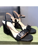 Gucci Sequin GG Strap Mid-heel Sandals Black/Silver 2021