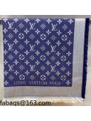 Louis Vuitton Monogram Silk and Wool Sqaure Scarf 140x140cm Blue 2021 21100706
