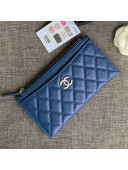 Chanel Iridescent Grained Calfskin Pouch Blue 2019