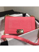 Chanel Lizard Embossed Leather Medium Classic Leboy Flap Bag Pink 2019