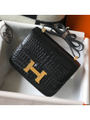 Hermes Constance 18/23cm in Crocodile Embossed Calf Leather Black/Gold 2019 (Half Handmade)