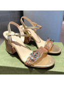 Gucci Sequin GG Strap Mid-heel Sandals Gold/Silver 2021
