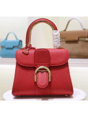 Delvaux Brillant Mini Metal Glam Top Handle Bag With Stitches in Grained Calf Leather Red 2020