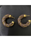 Bottega Veneta Twist Lambskin Small Hoop Earrings Brown 2020