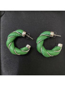 Bottega Veneta Twist Lambskin Small Hoop Earrings Green 2020
