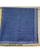 Louis Vuitton Monogram Silk and Wool Sqaure Scarf 120x120cm Blue 2021 21100709