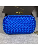 Bottega Veneta Small Silk Woven Knot Clutch with Snakeskin Trim Royal Blue