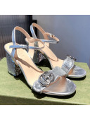 Gucci Sequin GG Strap Mid-heel Sandals Bright Silver 2021