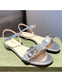 Gucci Sequin GG Strap Flat Sandals Bright Silver 2021