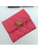 Chanel Quilted Grained Leather Small Boy Flap Wallet Red 2019