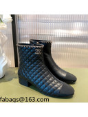 Chanel Chain Leather & Grosgrain Asymmetric Ankle Boots Black 2021 01