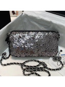 Chanel Sequins Clutch with Chain AP1103 Silver/Black 2020