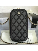 Chanel Quilting Lambskin Classic Clutch Phone Case with Chain Black A70655 2018(Gold-tone Metal)