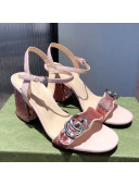 Gucci Sequin GG Strap Mid-heel Sandals Pink/Silver 2021
