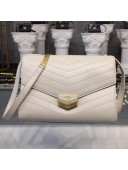 Chanel Chevron Calfskin & Gold Metal Large Flap Bag A57492 Ivory 2018