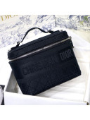 Dior DiorTravel Vanity Case Bag in Embroidered Cannage Canvas Black 2020
