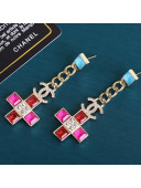 Chanel Cross earrings Pink/Blue 2021 110879